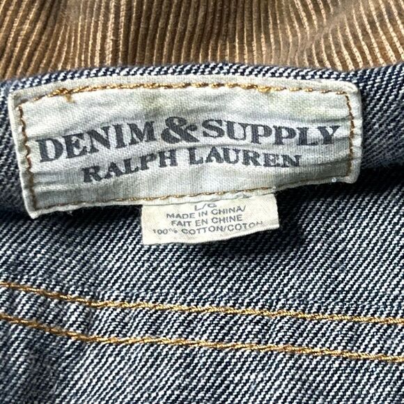 Y2K Polo Ralph Lauren Denim & Supply Distressed Trucker Jacket Large - Picture 11 of 12